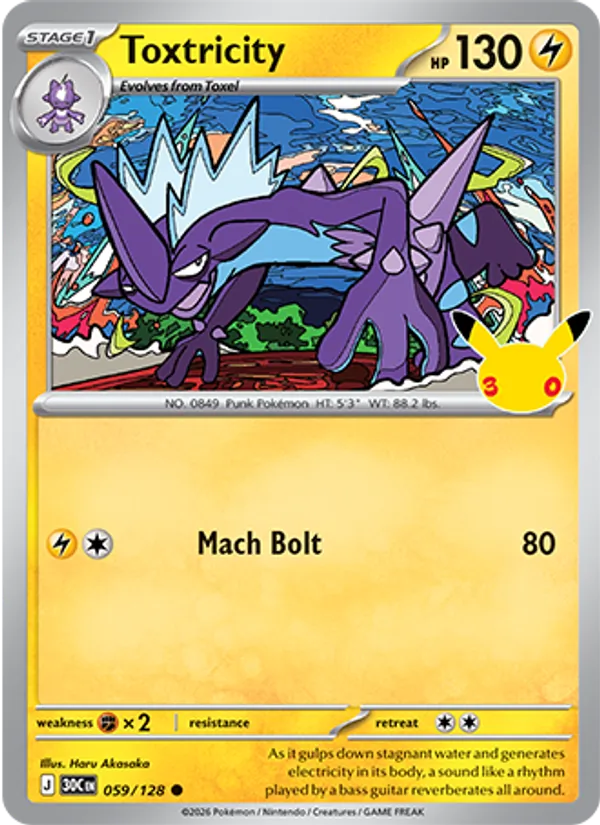Losse Pokémonkaart 059/128 - Toxtricity - 30th Celebration - [Common]