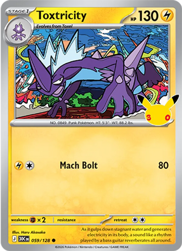 Losse Pokémonkaart 059/128 - Toxtricity - 30th Celebration - [Common]