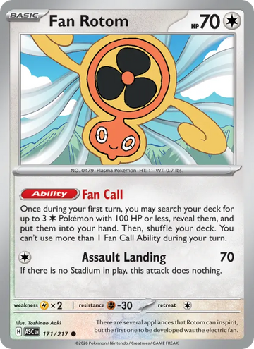 Losse Pokémonkaart 171/217 - Fan Rotom - Ascended Heroes - [Common]