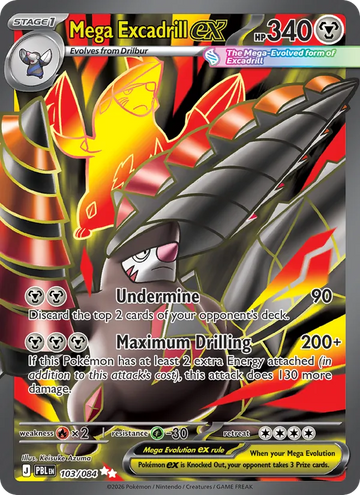 Losse Pokémonkaart 103/084 - Mega Excadrill ex - Pitch Black - [Ultra Rare]