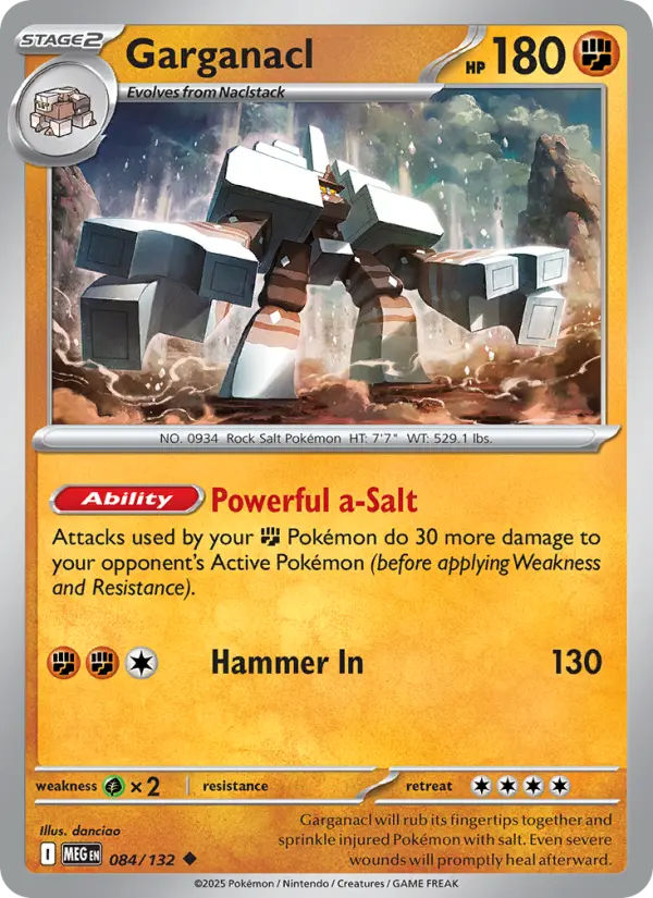 Losse Pokémonkaart 084/132 - Garganacl - Mega Evolution - [Uncommon]