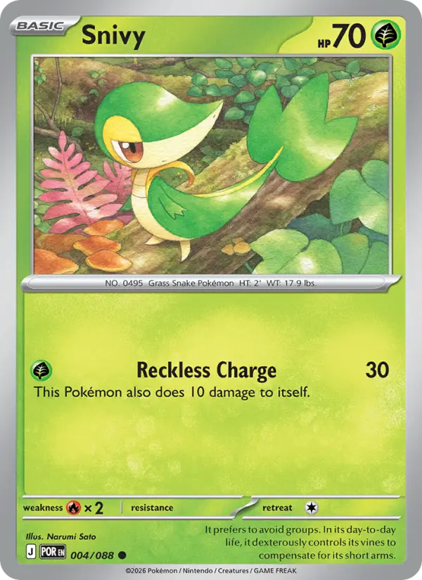 Losse Pokémonkaart 004/088 - Snivy - Perfect Order - [Common]