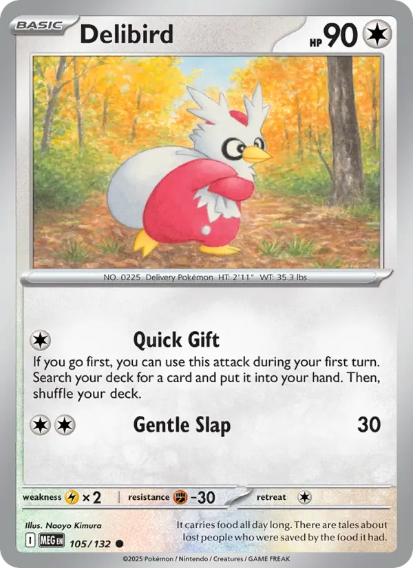 Losse Pokémonkaart 105/132 - Delibird - Mega Evolution - [Common]