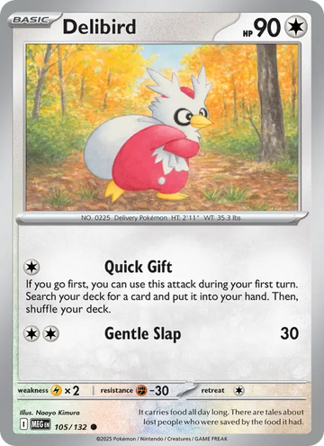 Losse Pokémonkaart 105/132 - Delibird - Mega Evolution - [Common]