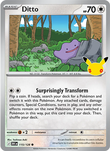 Losse Pokémonkaart 115/128 - Ditto - 30th Celebration - [Common]