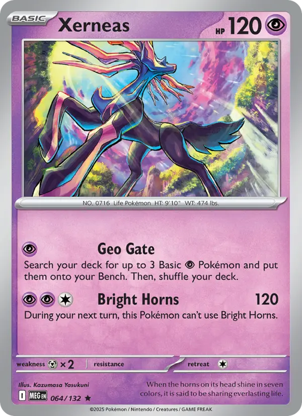 Losse Pokémonkaart 064/132 - Xerneas - Mega Evolution - [Rare]