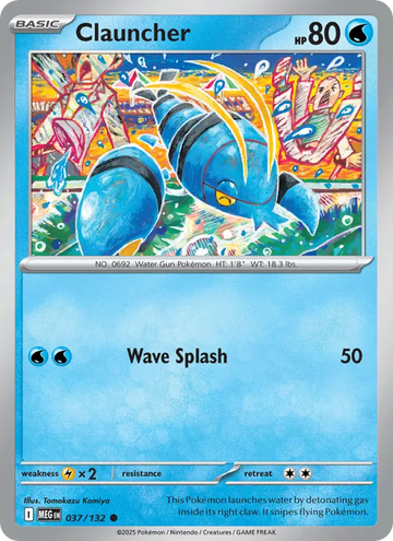 Losse Pokémonkaart 037/132 - Clauncher - Mega Evolution - [Common]