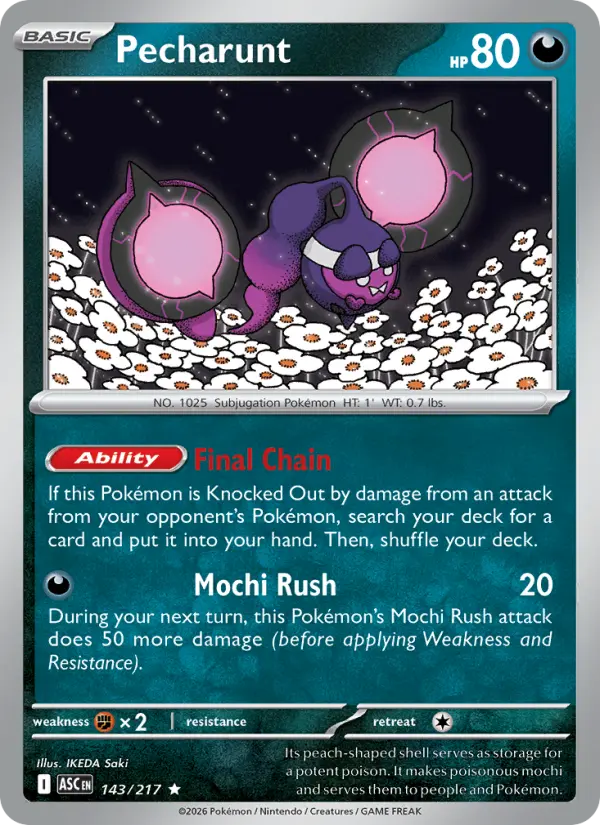 Losse Pokémonkaart 143/217 - Pecharunt - Ascended Heroes - [Rare] - Pokeball Reverse Holo