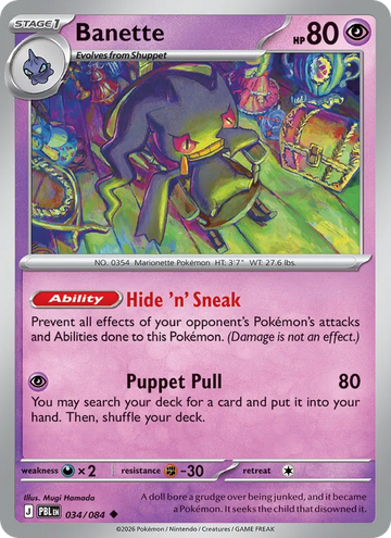Losse Pokémonkaart 034/084 - Banette - Pitch Black - [Uncommon]