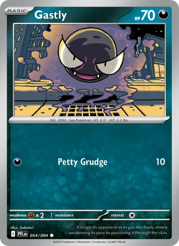 Losse Pokémonkaart 054/094 - Gastly - Phantasmal Flames - [Common]