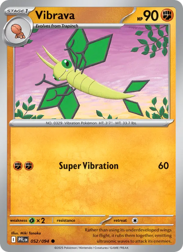 Losse Pokémonkaart 052/094 - Vibrava - Phantasmal Flames - [Common]