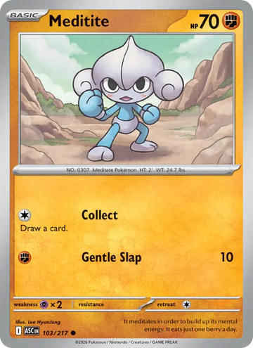 Losse Pokémonkaart 103/217 - Meditite - Ascended Heroes - [Common] - Quickball Reverse Holo