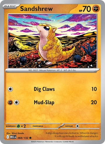 Losse Pokémonkaart 068/132 - Sandshrew - Mega Evolution - [Common]