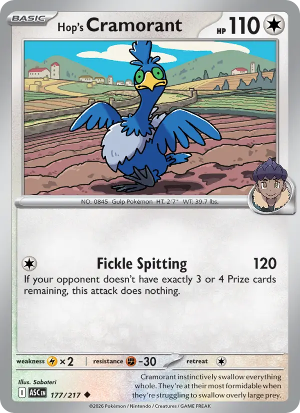 Losse Pokémonkaart 177/217 - Hop's Cramorant - Ascended Heroes - [Uncommon]
