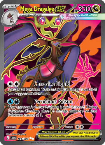 Losse Pokémonkaart 104/086 - Mega Dragalge ex - Chaos Rising - [Ultra Rare]