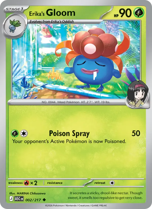 Losse Pokémonkaart 002/217 - Erika's Gloom - Ascended Heroes - [Uncommon] - Pokeball Reverse Holo