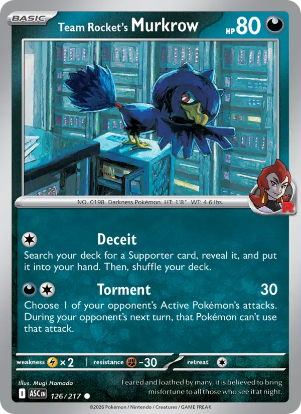 Losse Pokémonkaart 126/217 - Team Rocket's Murkrow - Ascended Heroes - [Common]