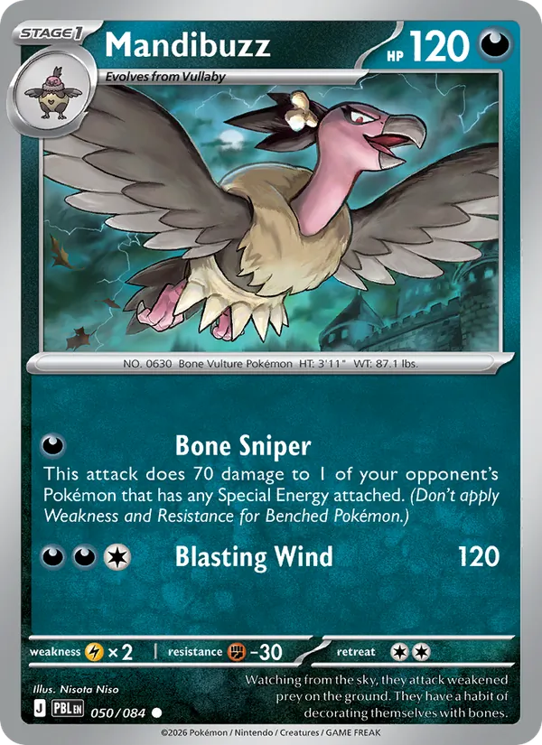 Losse Pokémonkaart 050/084 - Mandibuzz - Pitch Black - [Common] - Reverse Holo