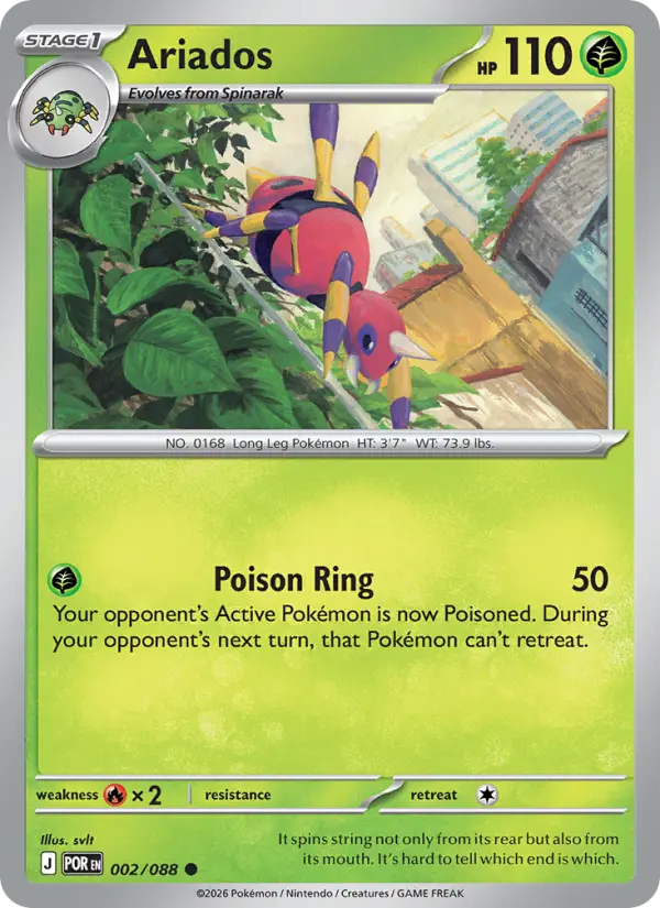 Losse Pokémonkaart 002/088 - Ariados - Perfect Order - [Common]