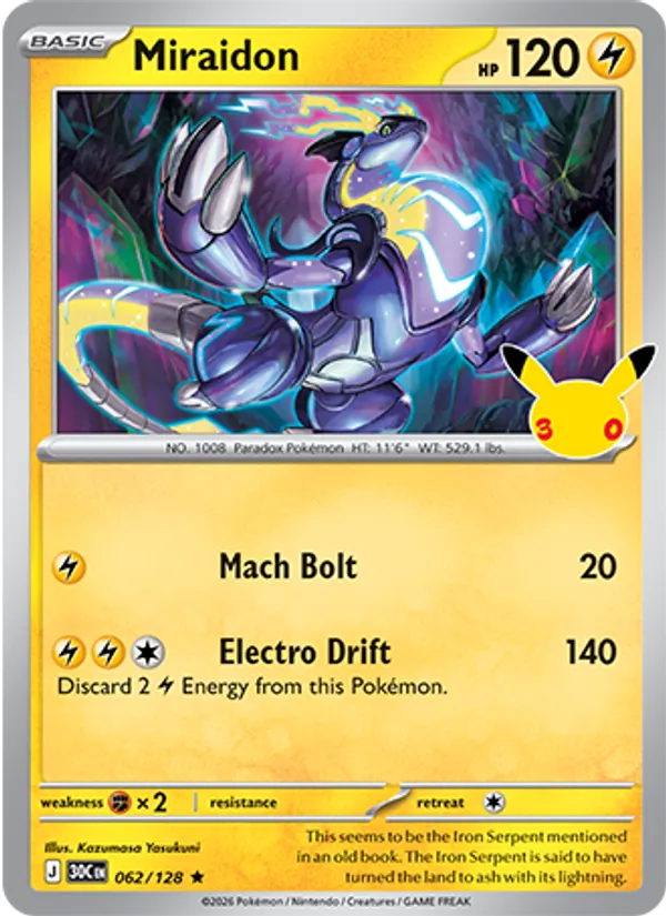 Losse Pokémonkaart 062/128 - Miraidon - 30th Celebration - [Rare]