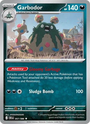 Losse Pokémonkaart 057/086 - Garbodor - Chaos Rising - [Uncommon] - Reverse Holo
