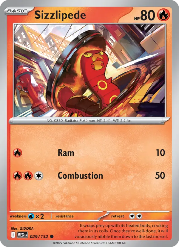 Losse Pokémonkaart 029/132 - Sizzlipede - Mega Evolution - [Common]