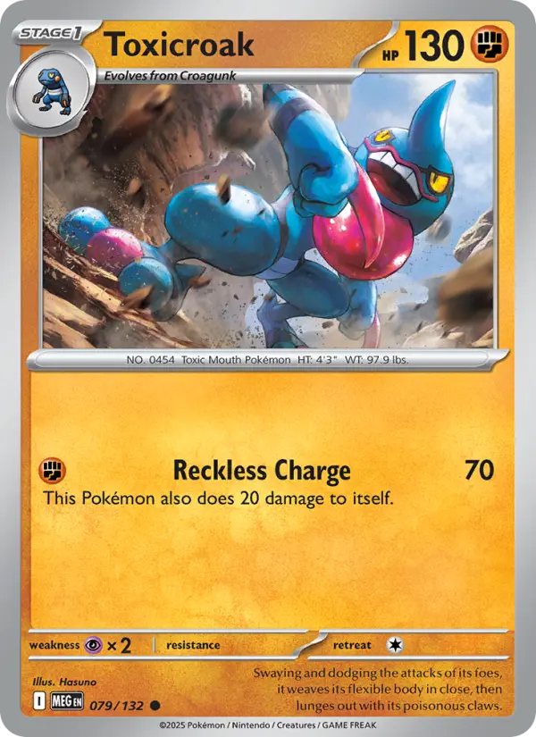Losse Pokémonkaart 079/132 - Toxicroak - Mega Evolution - [Common]