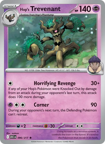 Losse Pokémonkaart 096/217 - Hop's Trevenant - Ascended Heroes - [Rare] - Pokeball Reverse Holo