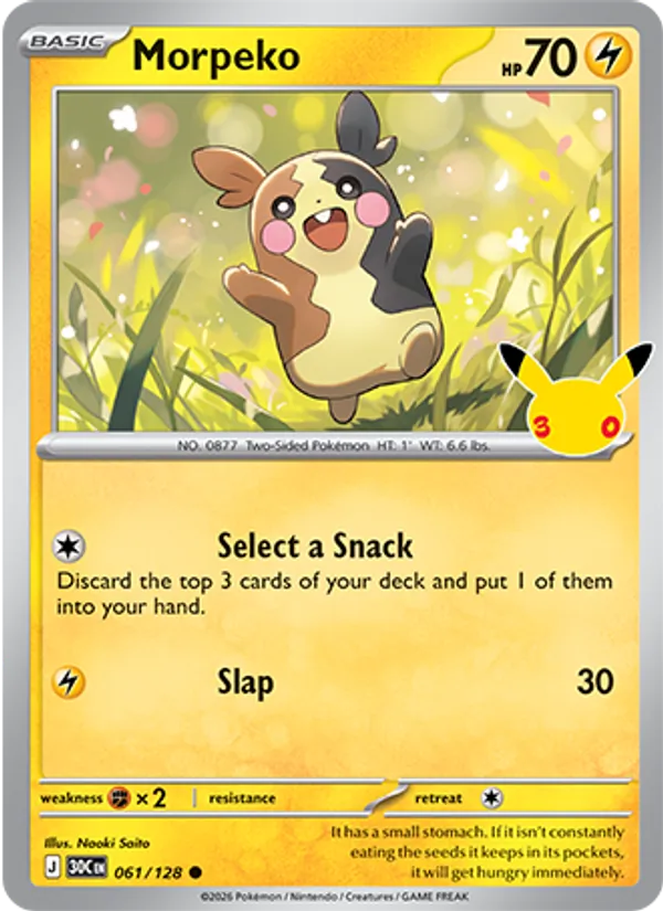Losse Pokémonkaart 061/128 - Morpeko - 30th Celebration - [Common]