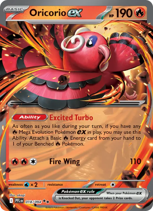 Losse Pokémonkaart 018/094 - Oricorio ex - Phantasmal Flames - [Double rare]