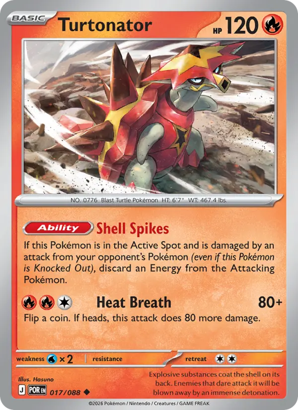 Losse Pokémonkaart 017/088 - Turtonator - Perfect Order - [Uncommon]