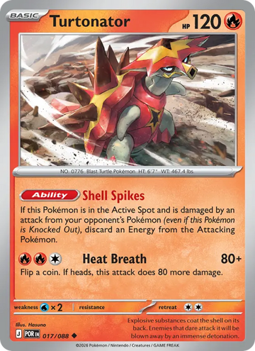 Losse Pokémonkaart 017/088 - Turtonator - Perfect Order - [Uncommon]