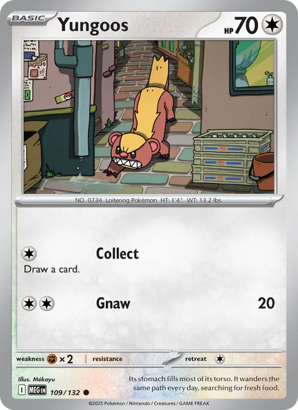 Losse Pokémonkaart 109/132 - Yungoos - Mega Evolution - [Common]