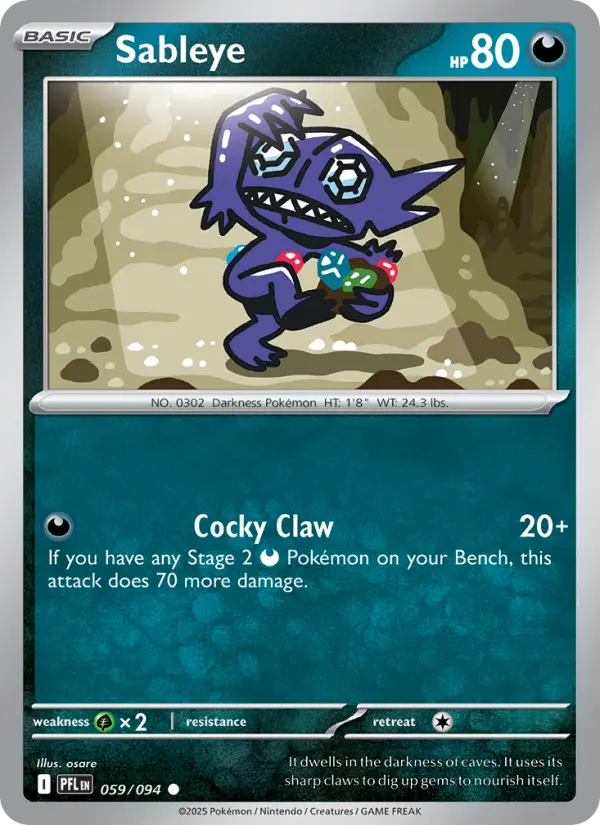 Losse Pokémonkaart 059/094 - Sableye - Phantasmal Flames - [Common]