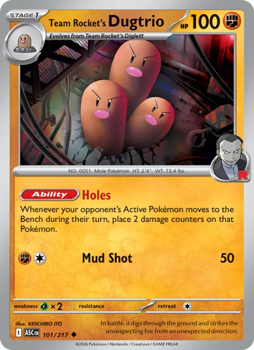 Losse Pokémonkaart 101/217 - Team Rocket's Dugtrio - Ascended Heroes - [Uncommon] - Team-rocket Reverse Holo