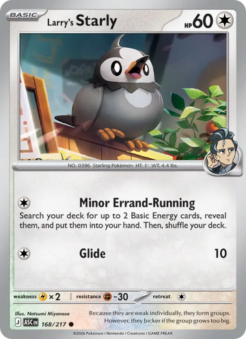 Losse Pokémonkaart 168/217 - Larry's Starly - Ascended Heroes - [Common] - Energy Reverse Holo