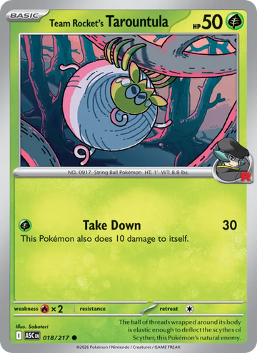 Losse Pokémonkaart 018/217 - Team Rocket's Tarountula - Ascended Heroes - [Common]