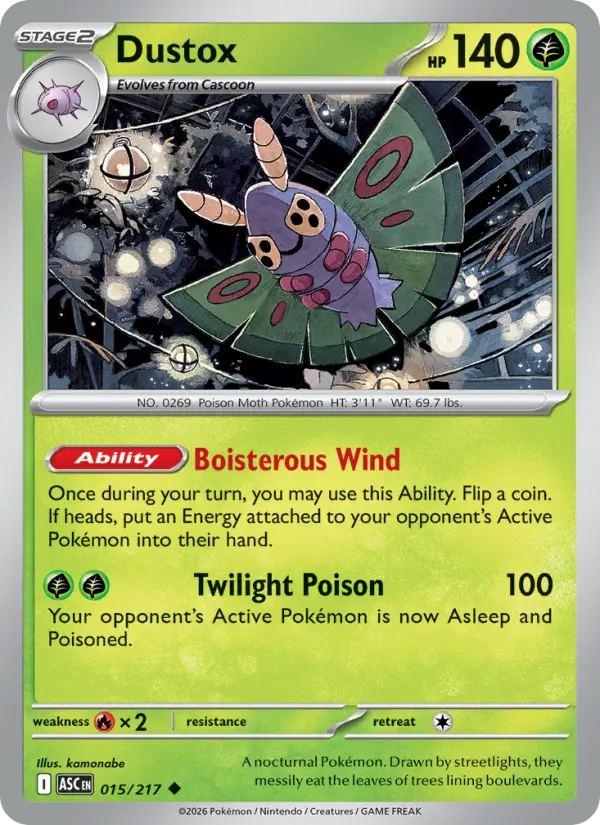 Losse Pokémonkaart 015/217 - Dustox - Ascended Heroes - [Uncommon] - Loveball Reverse Holo