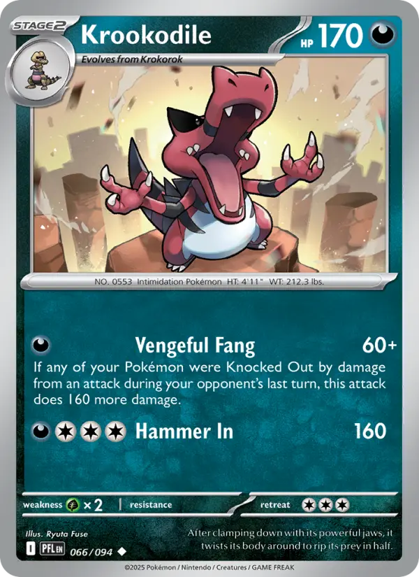 Losse Pokémonkaart 066/094 - Krookodile - Phantasmal Flames - [Uncommon]