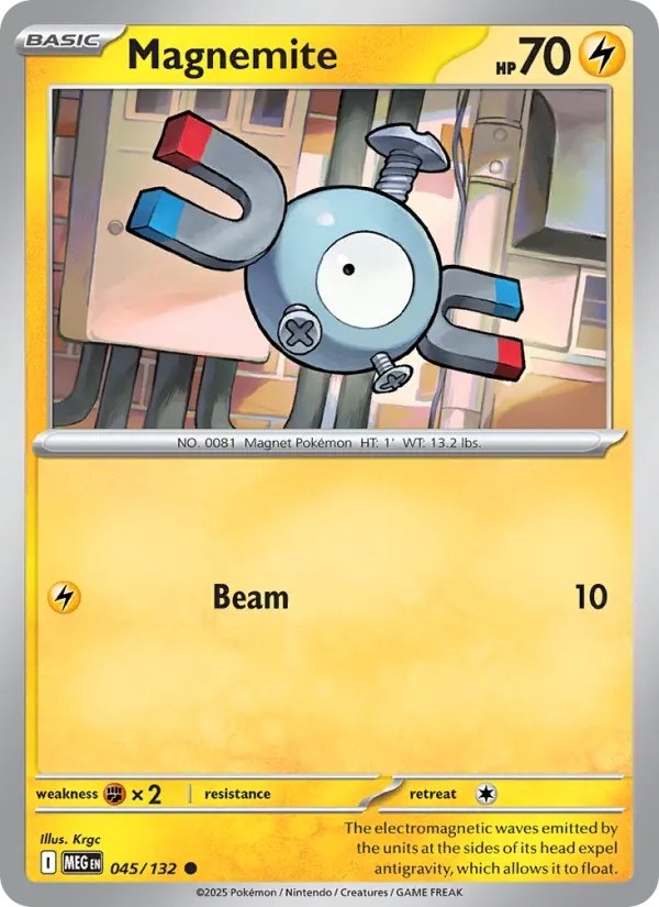 Losse Pokémonkaart 045/132 - Magnemite - Mega Evolution - [Common]