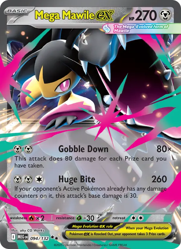 Losse Pokémonkaart 094/132 - Mega Mawile ex - Mega Evolution - [Double rare]