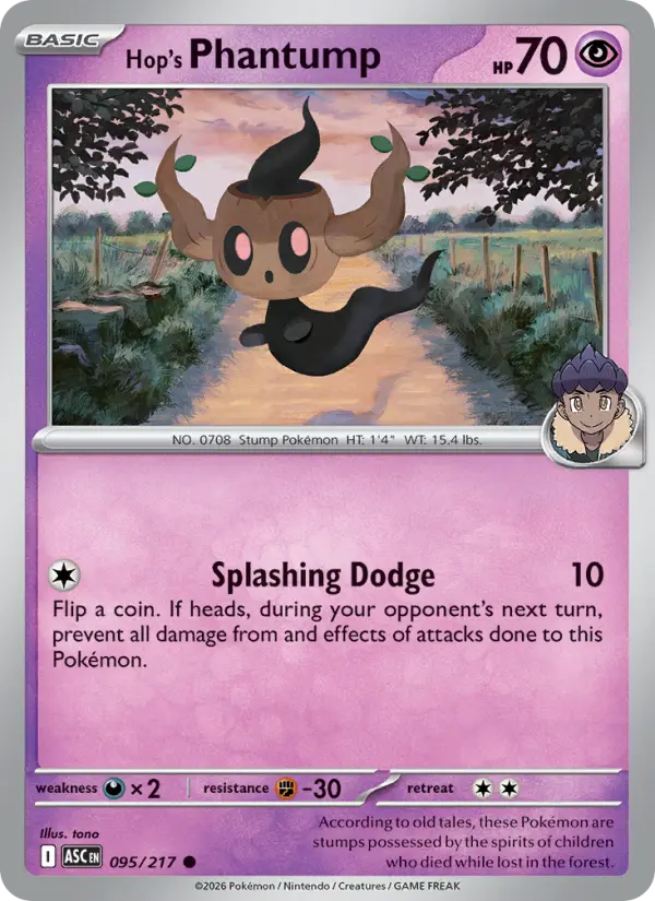 Losse Pokémonkaart 095/217 - Hop's Phantump - Ascended Heroes - [Common]