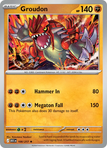 Losse Pokémonkaart 108/217 - Groudon - Ascended Heroes - [Rare]