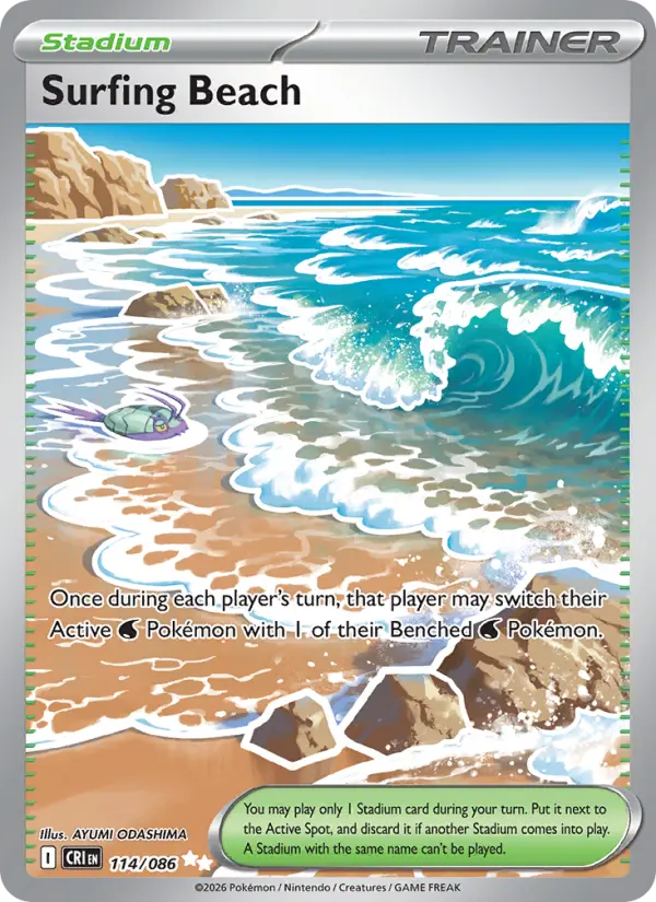 Losse Pokémonkaart 114/086 - Surfing Beach - Chaos Rising - [Ultra Rare]
