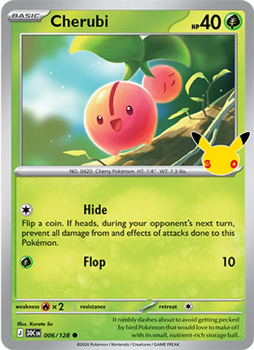 Losse Pokémonkaart 006/128 - Cherubi - 30th Celebration - [Common]