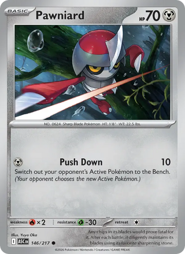 Losse Pokémonkaart 146/217 - Pawniard - Ascended Heroes - [Common] - Energy Reverse Holo