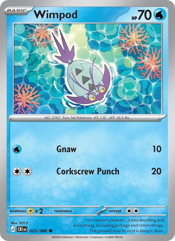 Losse Pokémonkaart 025/086 - Wimpod - Chaos Rising - [Common]