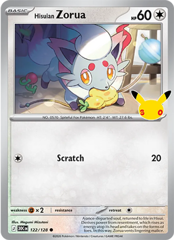 Losse Pokémonkaart 122/128 - Hisuian Zorua - 30th Celebration - [Common]