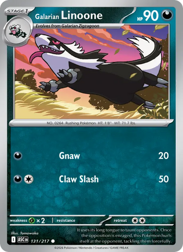Losse Pokémonkaart 131/217 - Galarian Linoone - Ascended Heroes - [Common] - Duskball Reverse Holo