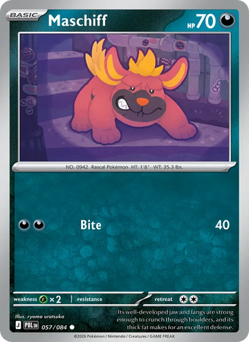 Losse Pokémonkaart 057/084 - Maschiff - Pitch Black - [Common]